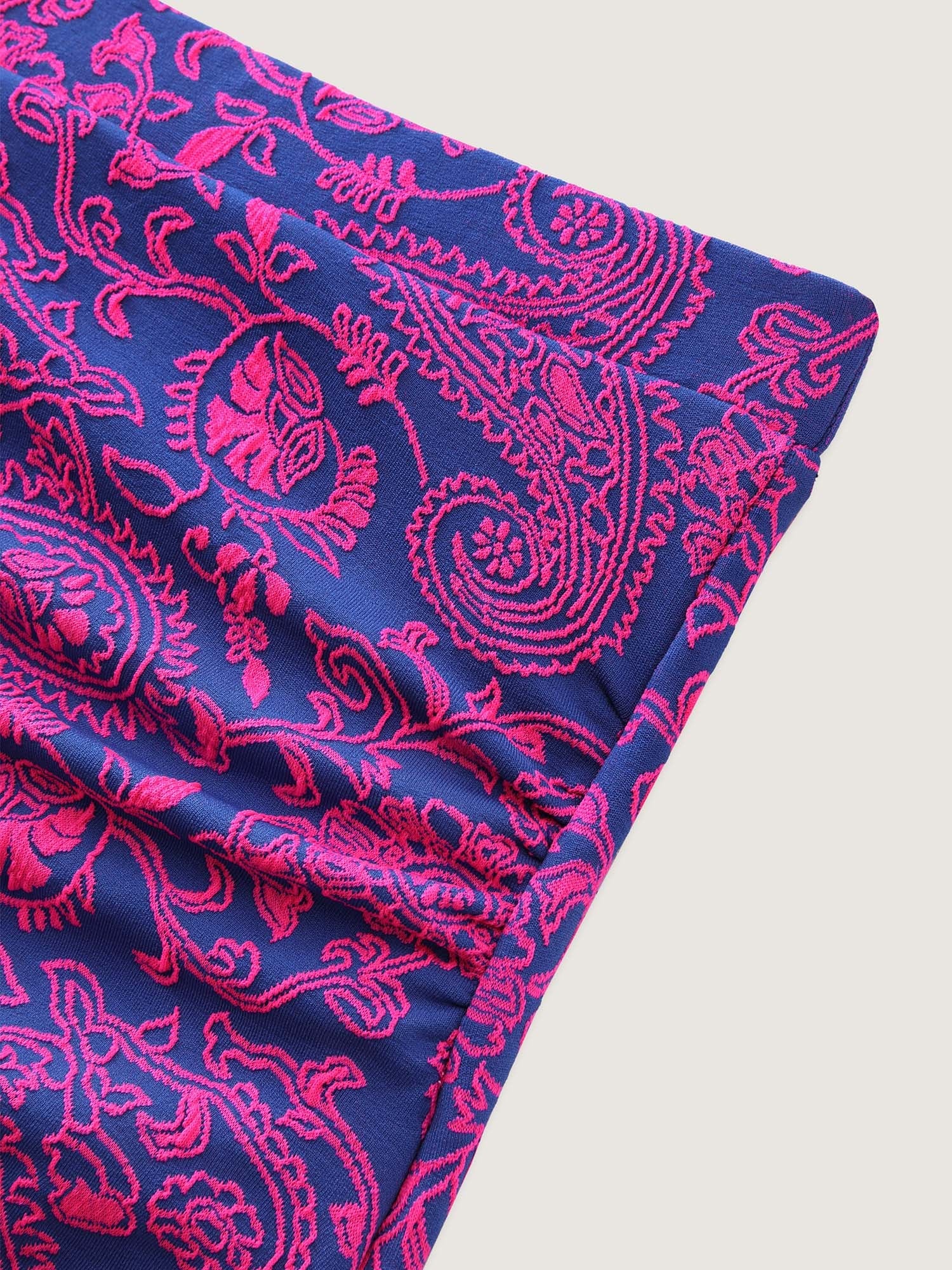 Textured Paisley Print Ruched Swim Bottoms