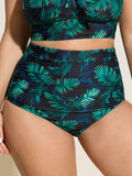 Tropical Print High-Waisted Swim Bottoms