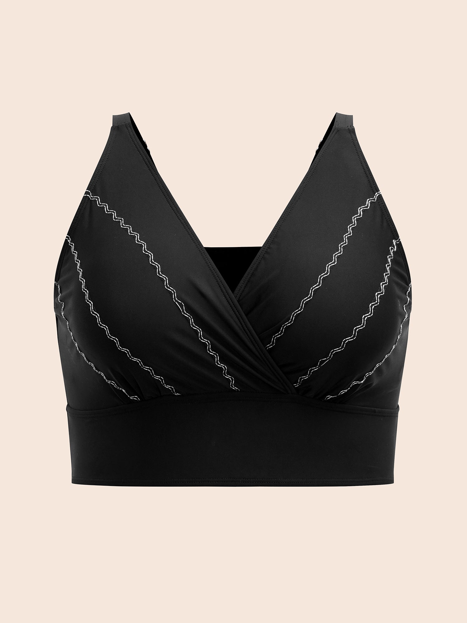 Embroidered Surplice Neck Adjustable Swim Top