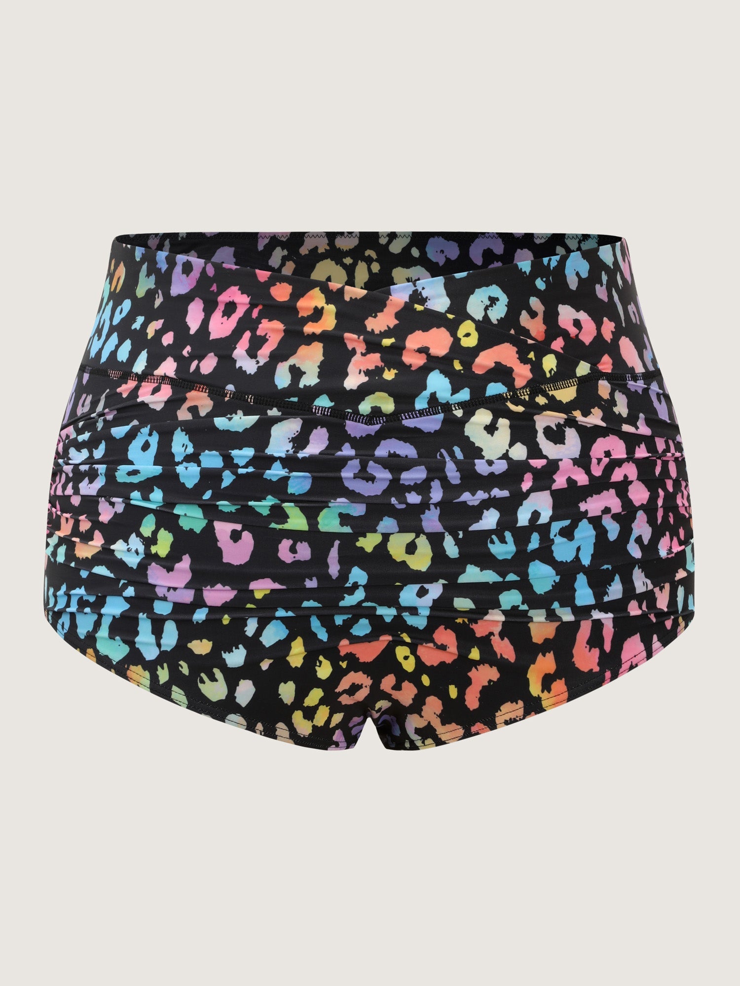 Colorful Leopard Print Overlap Waist Bikini Bottoms