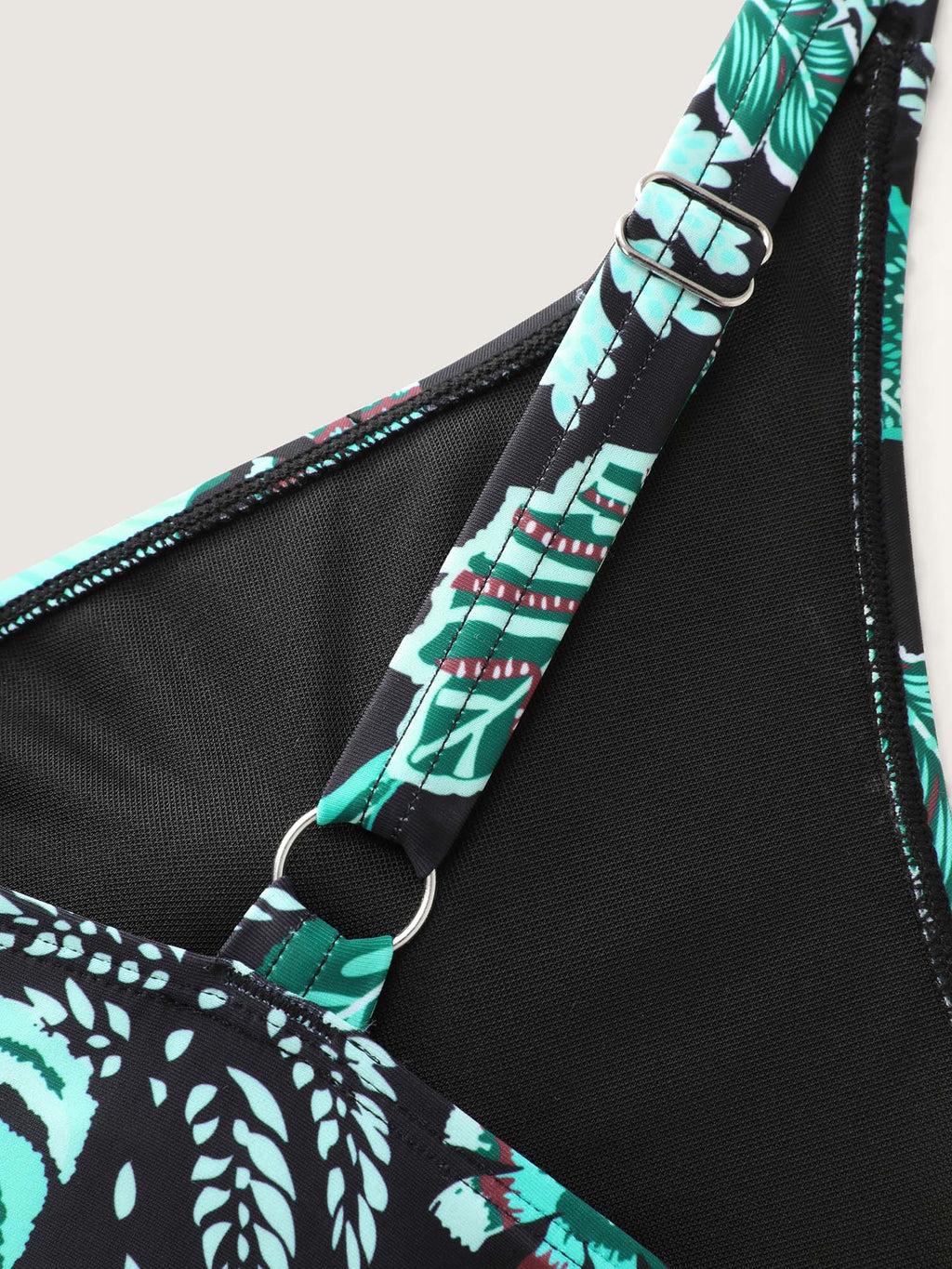 Tropical Print Surplice Neckline Bikini Top