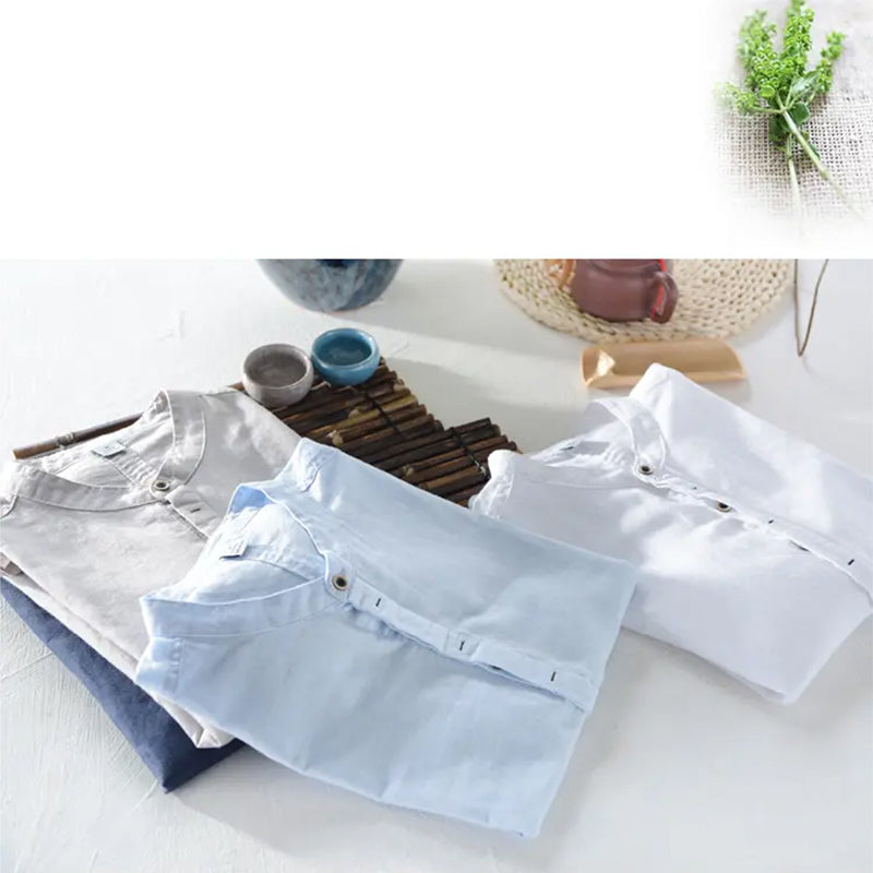 👔 LIMITED-TIME 50% OFF! ✨ Men's Linen Short Sleeve Shirt – Casual, Stand Collar, 5 Sizes 🏖️