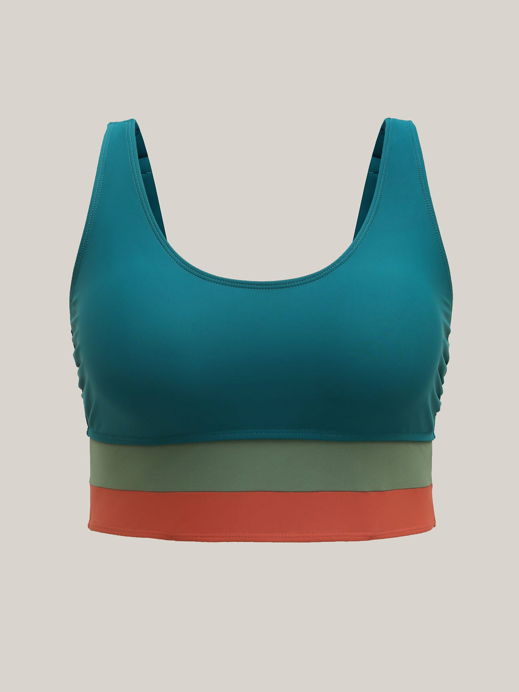 Colorful Hem Scoop Neck Swim Top