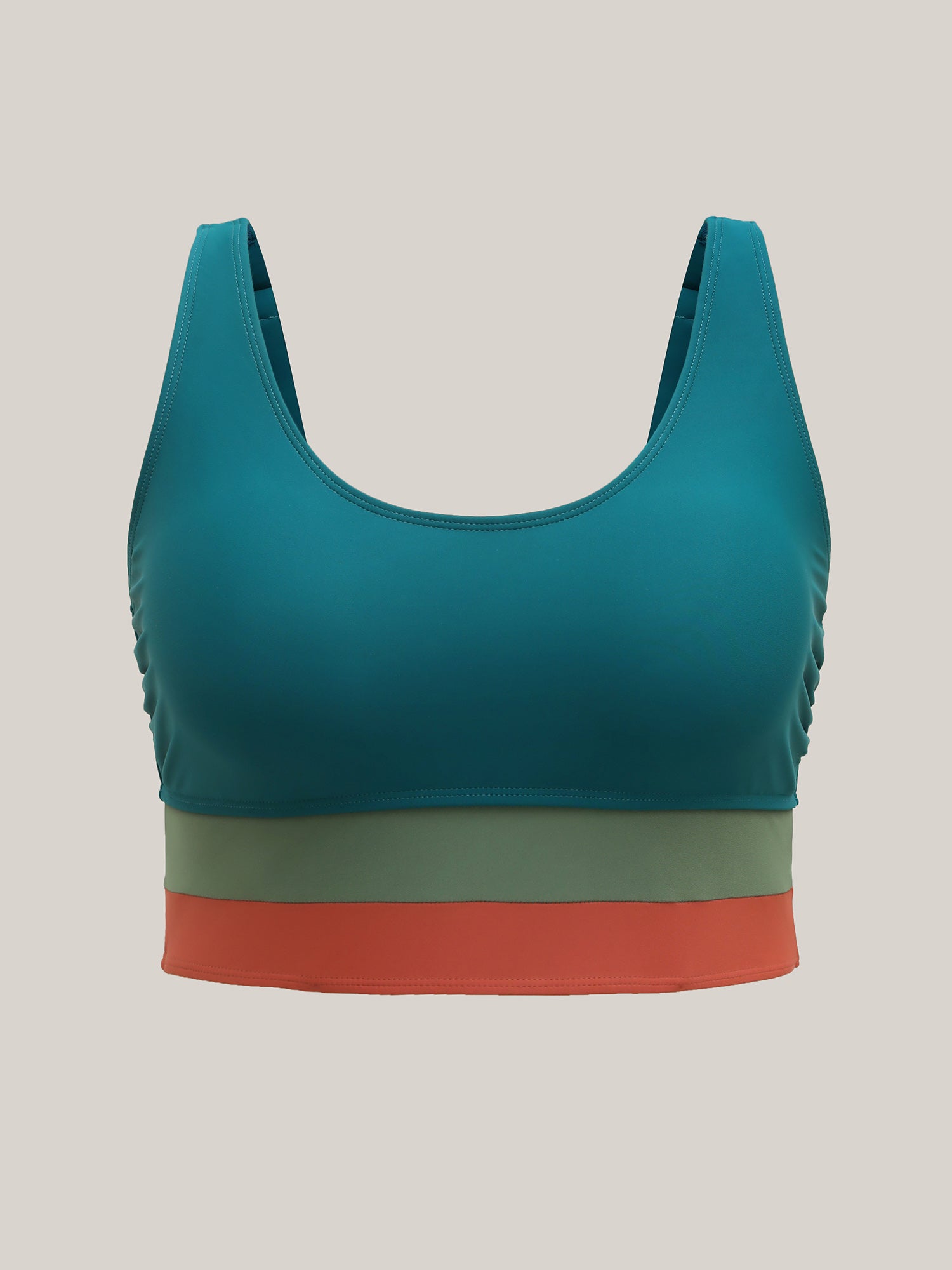 Colorful Hem Scoop Neck Swim Top