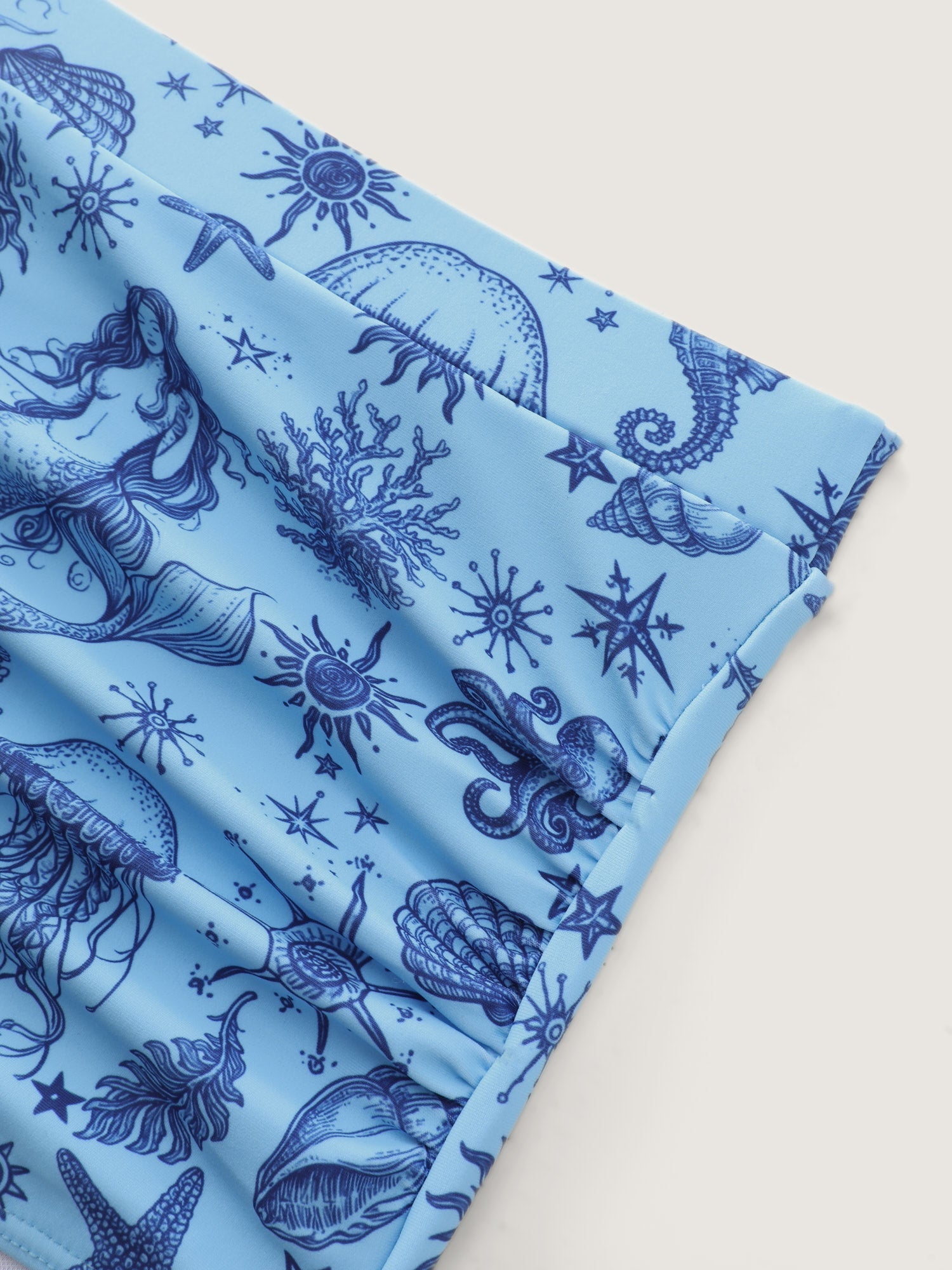 Ocean Elements Print Tummy-Control Bikini Bottoms