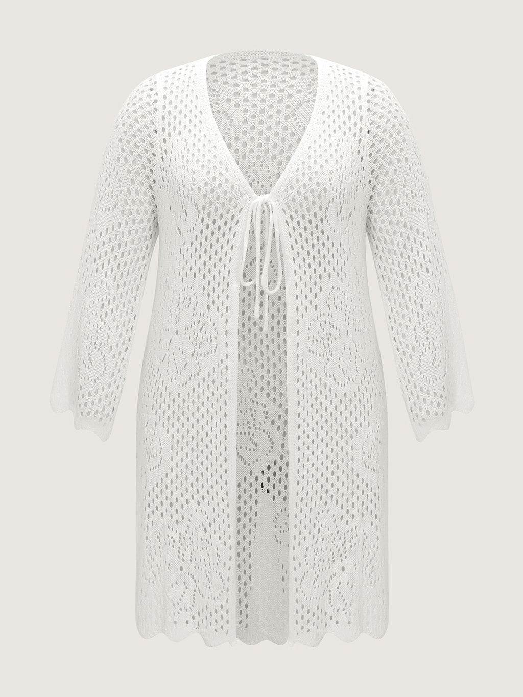 Hollow-Out Front-Tie Swim Cover-Up