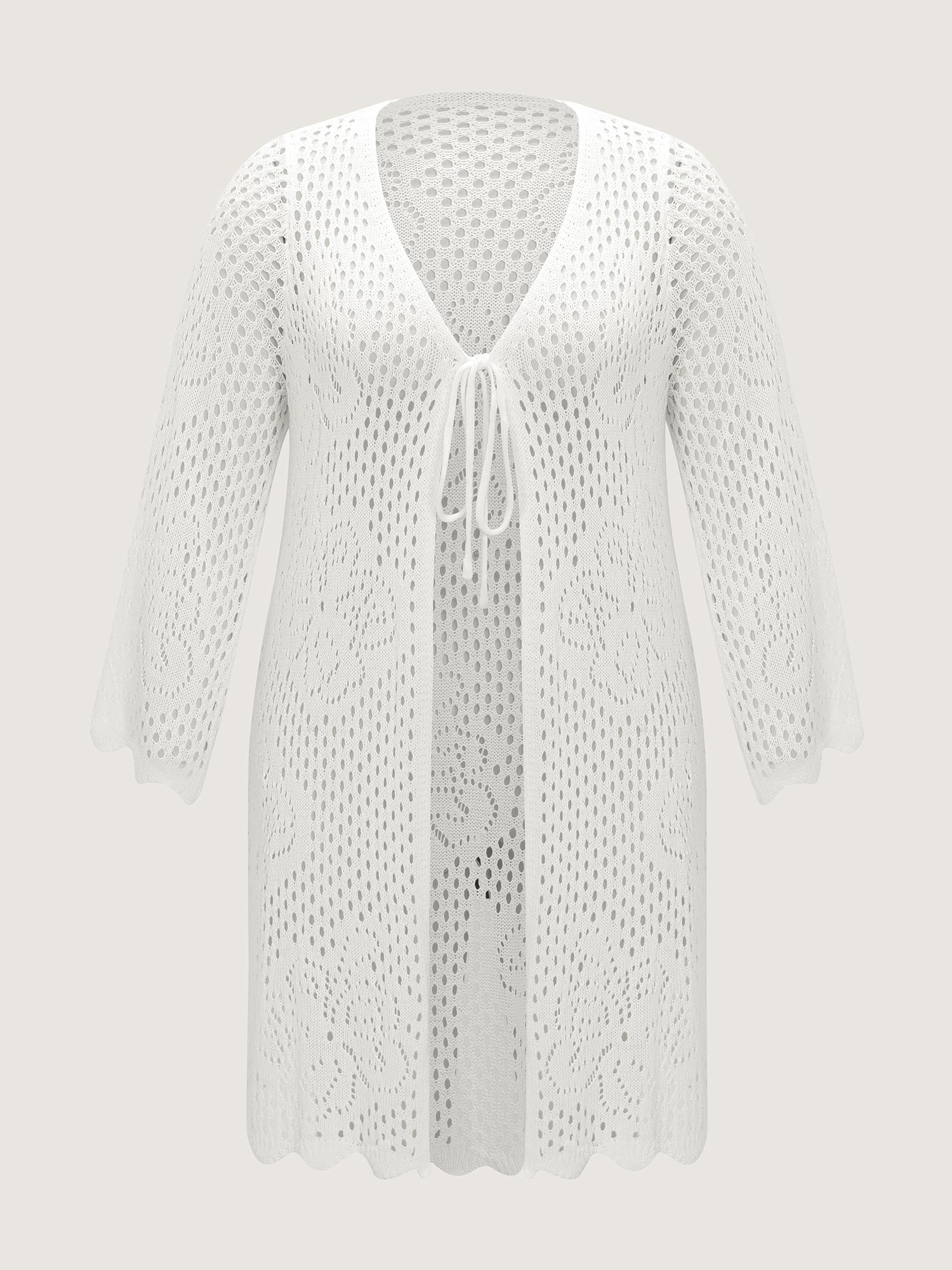Hollow-Out Front-Tie Swim Cover-Up