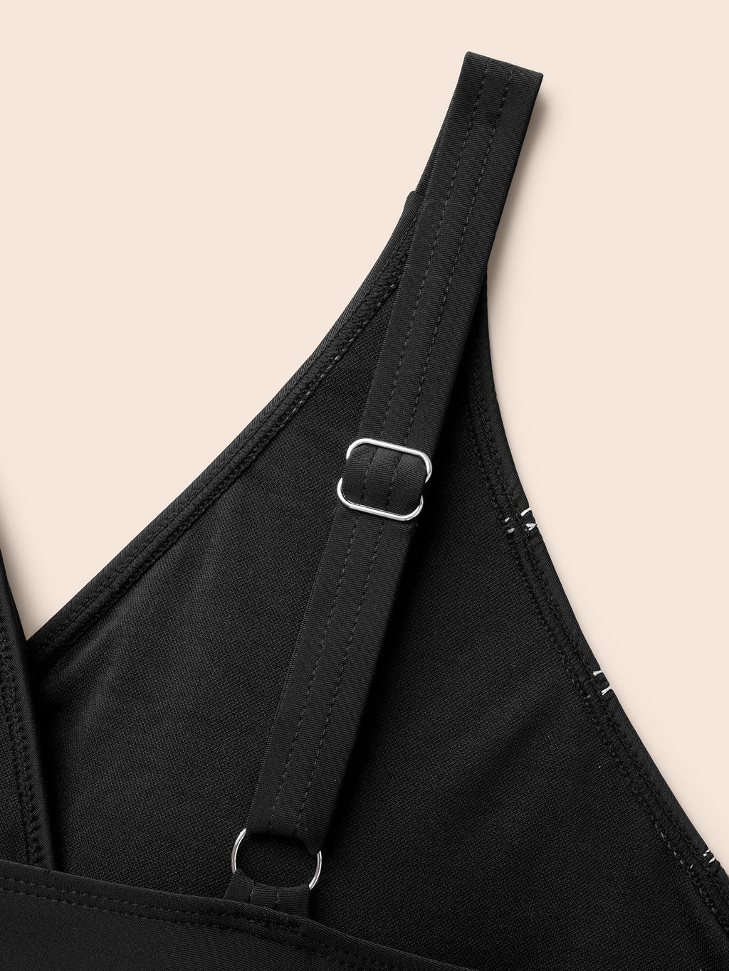 Embroidered Surplice Neck Adjustable Swim Top
