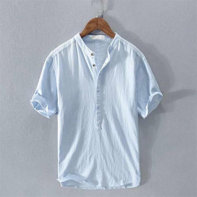 👔 LIMITED-TIME 50% OFF! ✨ Men's Linen Short Sleeve Shirt – Casual, Stand Collar, 5 Sizes 🏖️