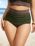 Woven Ribbon Ruched High Waisted Bikini Bottom