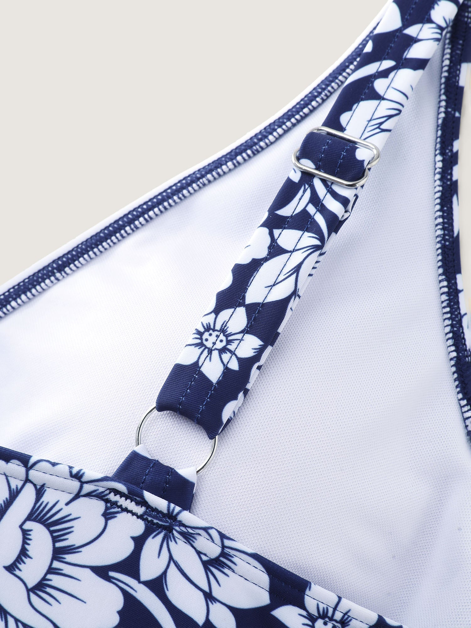 Floral Print Surplice Neckline Bikini Top