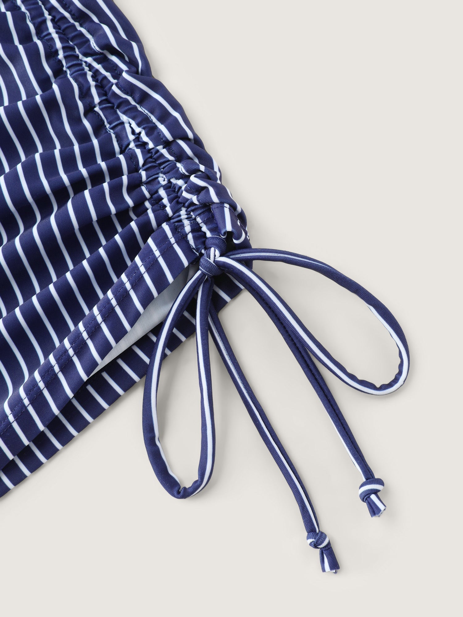 Striped Print Drawstring Sides Swim Top