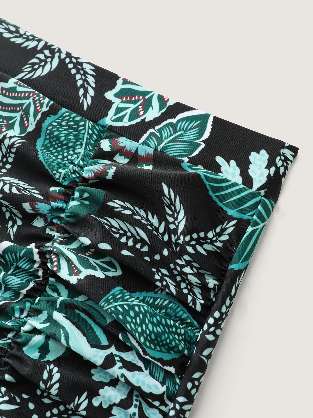 Tropical Floral Print High Waisted Tummy-Control Bikini Bottoms