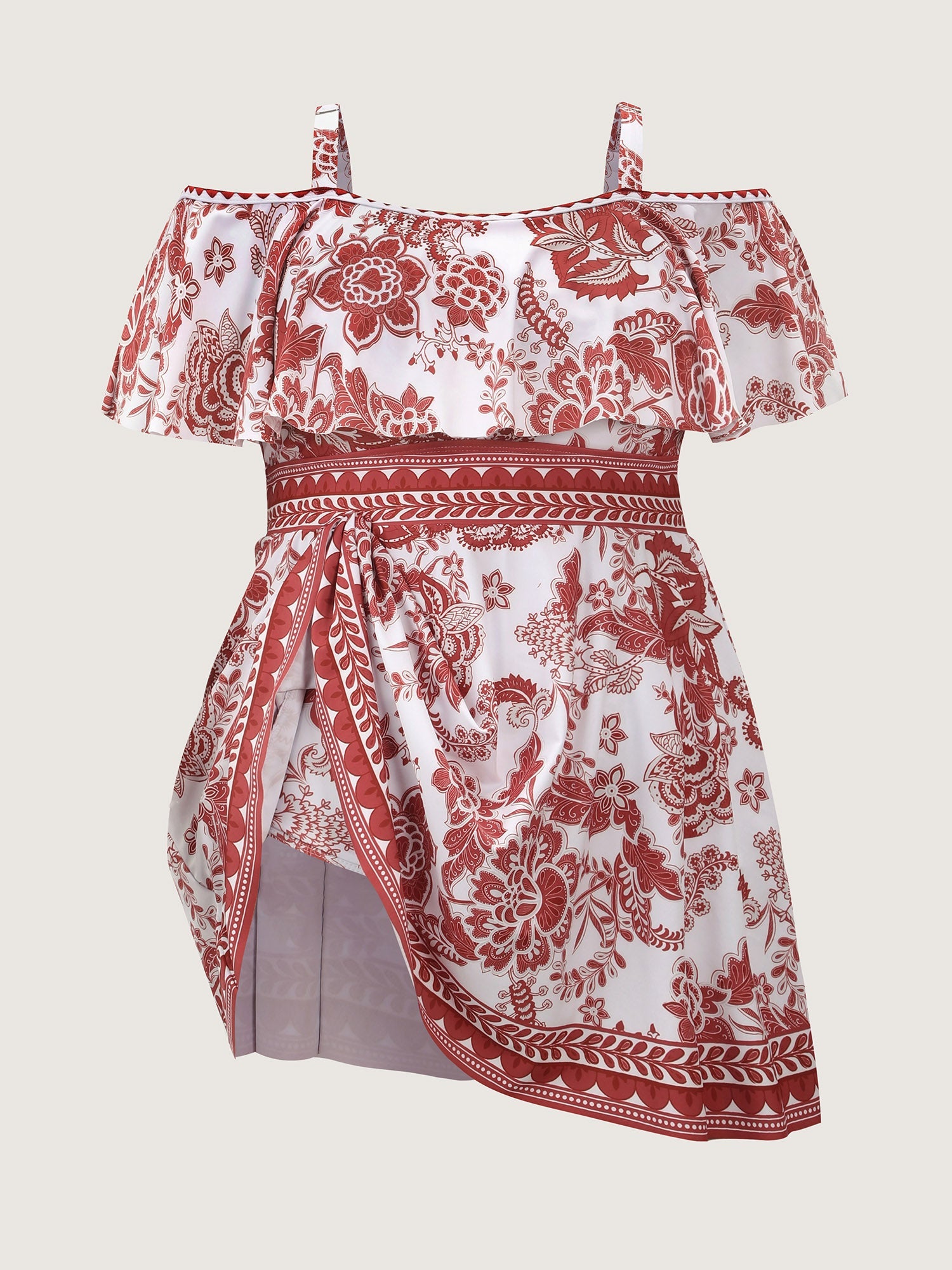 Anti-Float Tie Off-Shoulder Swim Dress