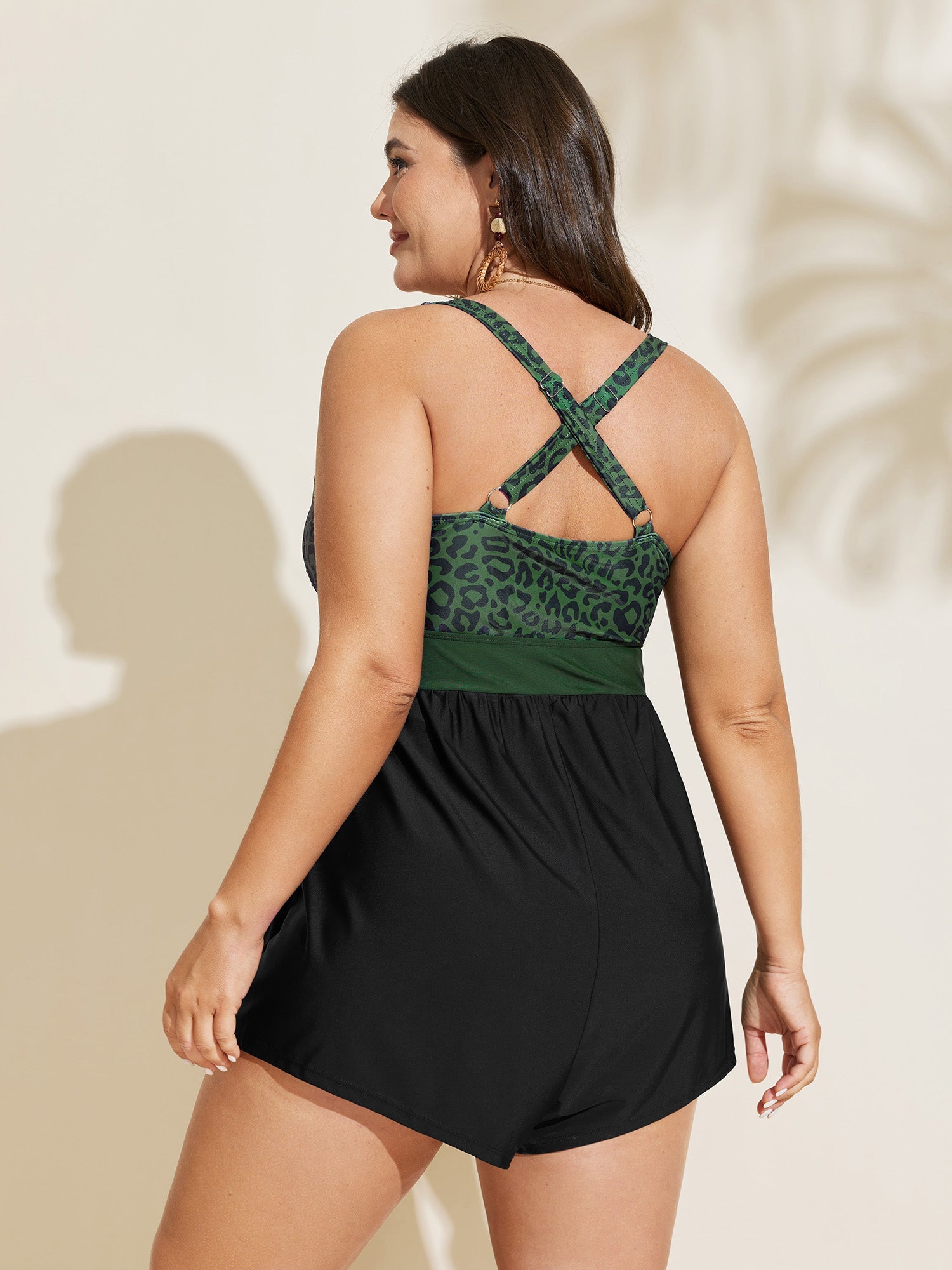 Leopard Print Color Contrast One-Piece Swimsuit