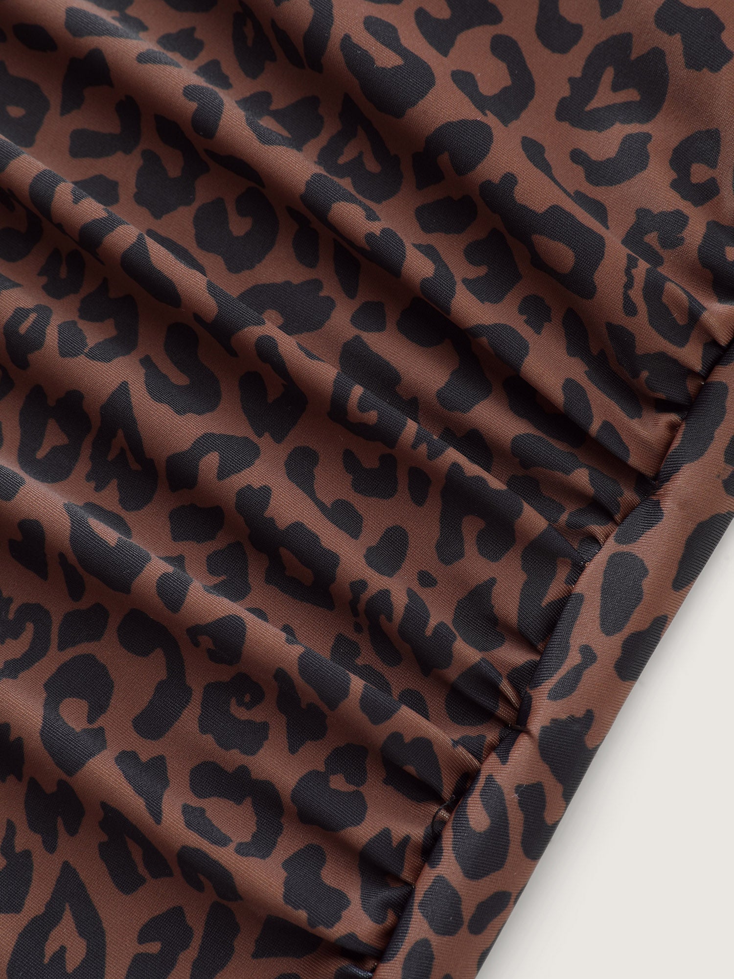 Leopard Print Channel Drawstring One-Piece Swimsuit