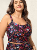 Floral Print Twist Front Swim Top