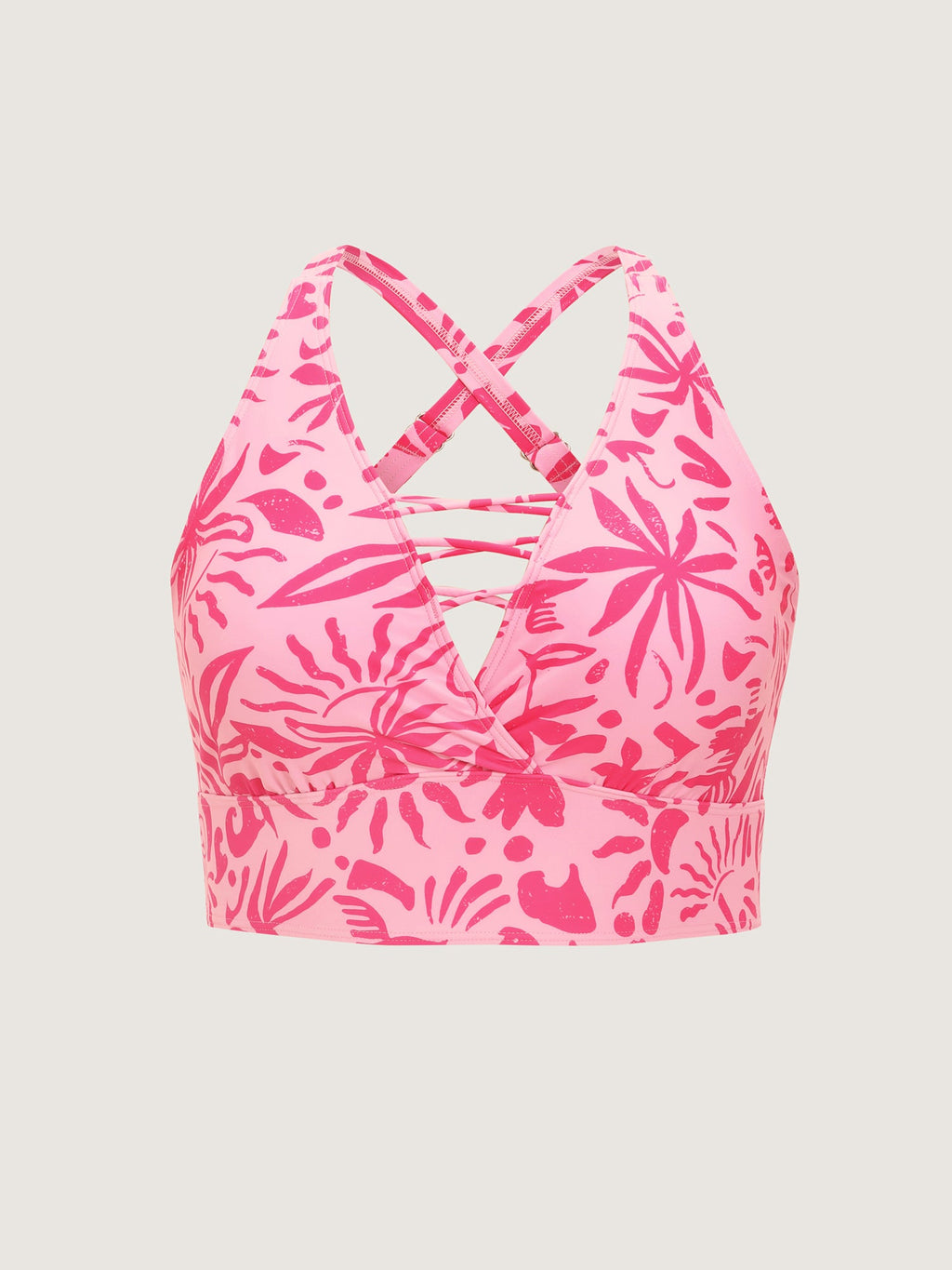 Floral Print Cut-Out Neckline Bikini Top