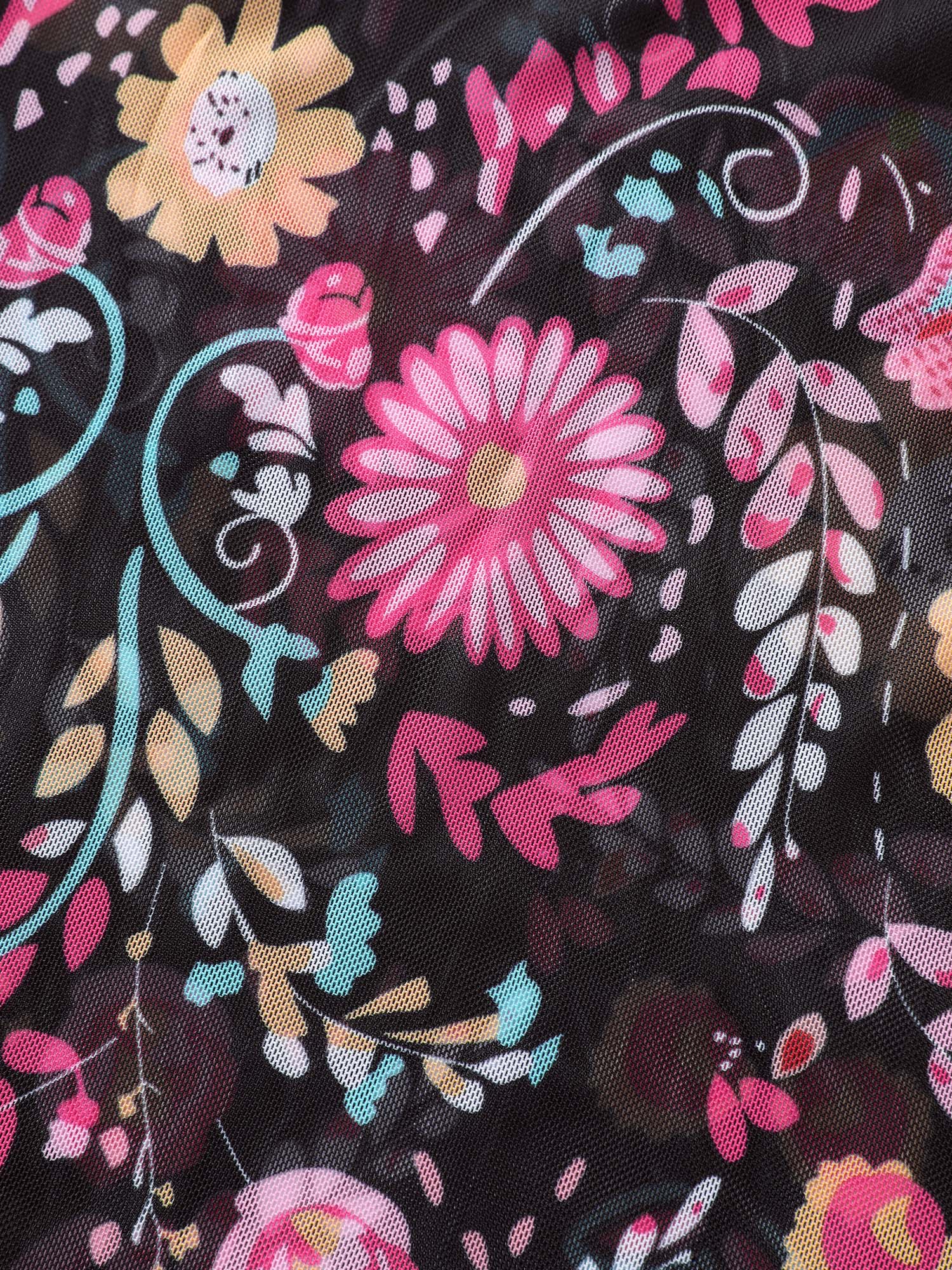 Sarong Set Floral Print One-Piece Swimsuit
