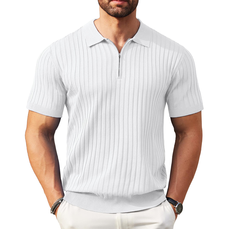 👕 LIMITED-TIME 50% OFF! ⚡ Men’s Ribbed Zip-Up Shirt – Muscle Fit, Stretch Knit, Modern Collar 🆒