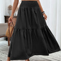 🧕 Women's Modest High-Waist Smocked A-Line Maxi Skirt Flowy Long Skirt for Hijab & Islamic Daily Fashion