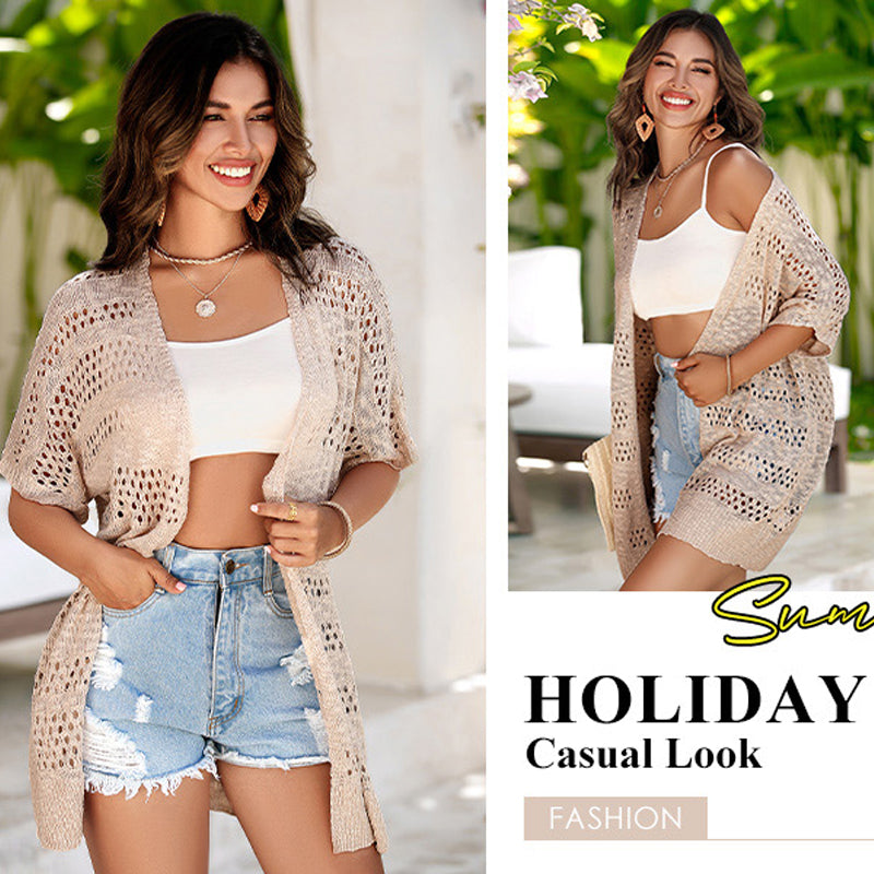 🧶 LIMITED-TIME 50% OFF! ✨ Women's Hollow-Out Knit Cardigan – Lightweight, Breathable, Boho-Chic 🌸