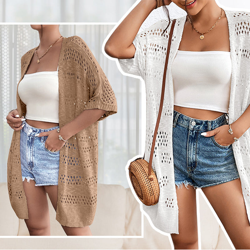 🧶 LIMITED-TIME 50% OFF! ✨ Women's Hollow-Out Knit Cardigan – Lightweight, Breathable, Boho-Chic 🌸