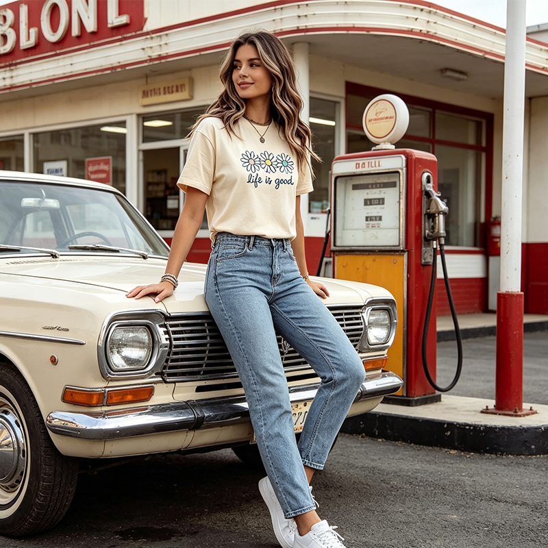 👕 LIMITED-TIME 50% OFF! 🌼 "Life is Good" T-Shirt – Daisy Graphic, Cotton, Relaxed Fit, Positive ✨