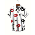 📢📢50% OFF !!⏰Men's Kiss Print Short-Sleeve Button-Up Shirt