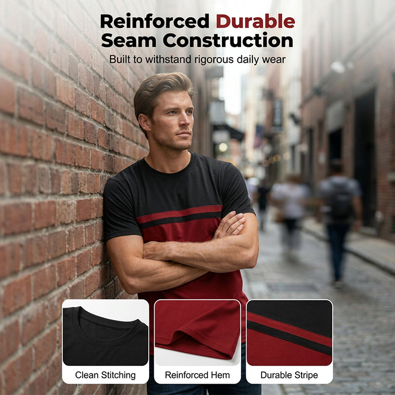 👕 LIMITED-TIME 50% OFF! ✨ Men's Color-Block Crew Neck T-Shirt – Modern, Casual, Comfortable 🧢