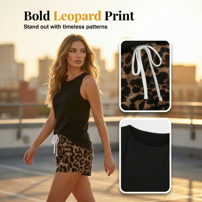✨Women's Tank Top & Leopard Shorts Set – Casual, Bold, Stylish
