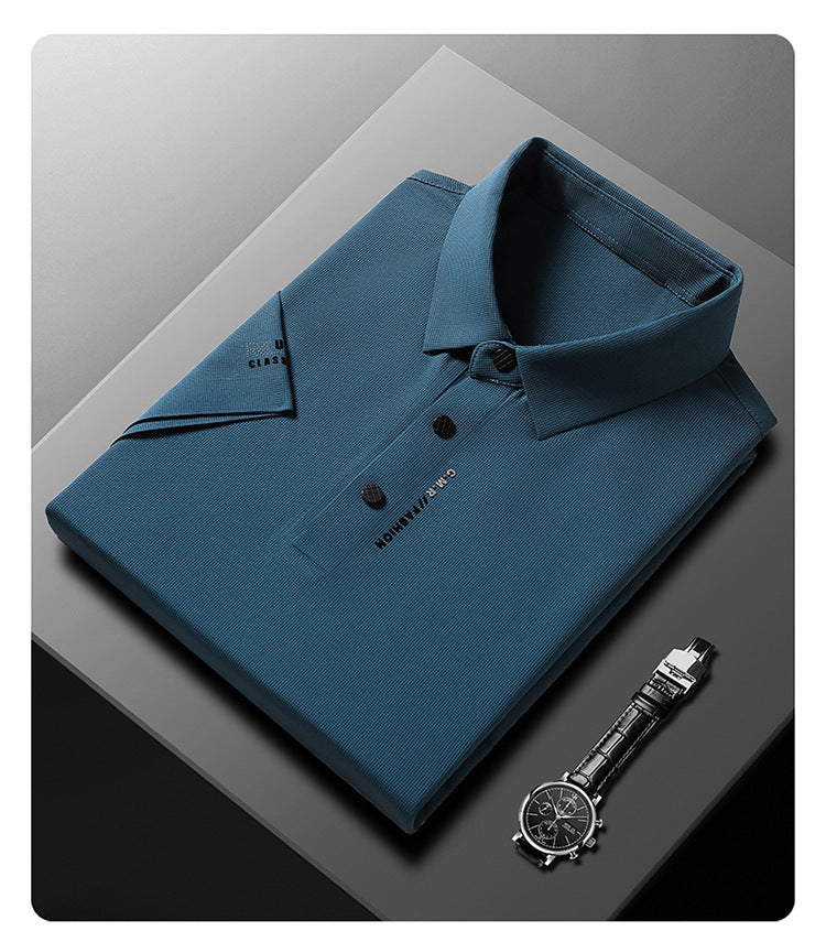 🔥👔Men's Ice Silk Cuffs and Chest Dual Graphic Short Sleeve