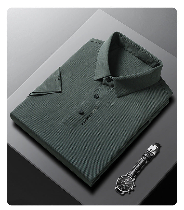 🔥👔Men's Ice Silk Cuffs and Chest Dual Graphic Short Sleeve