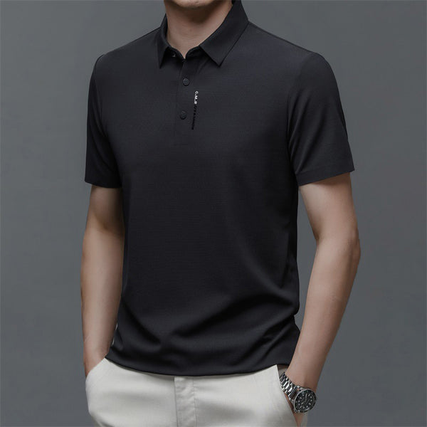 🔥👔Men's Ice Silk Cuffs and Chest Dual Graphic Short Sleeve
