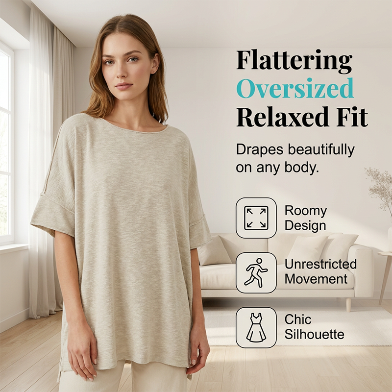 👕 LIMITED-TIME 50% OFF! ✨ Women's Loose Boat Neck Top – Oversized, Soft, 6 Colors 🍂