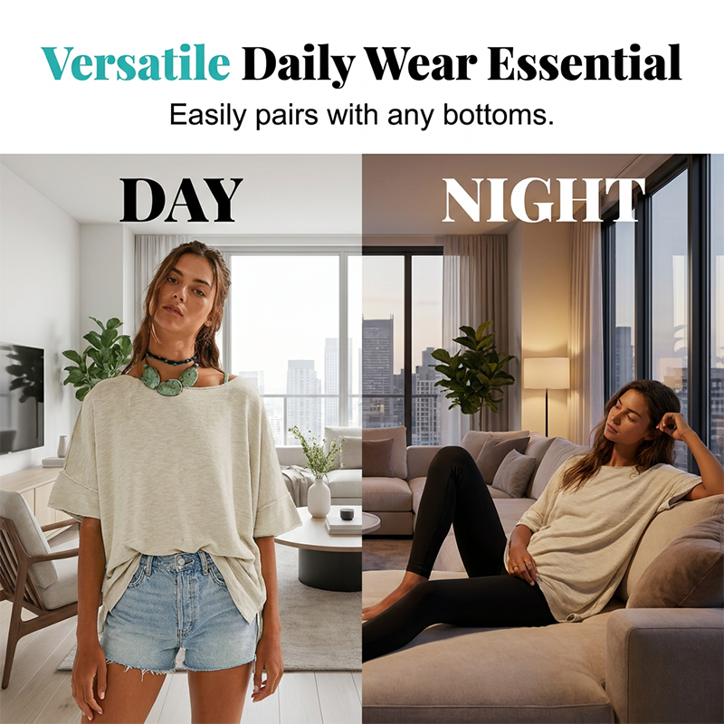 👕 LIMITED-TIME 50% OFF! ✨ Women's Loose Boat Neck Top – Oversized, Soft, 6 Colors 🍂