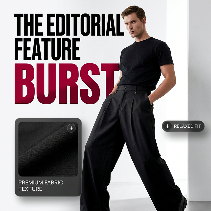 Men's Classic Fit Wide-Leg Suit Pants