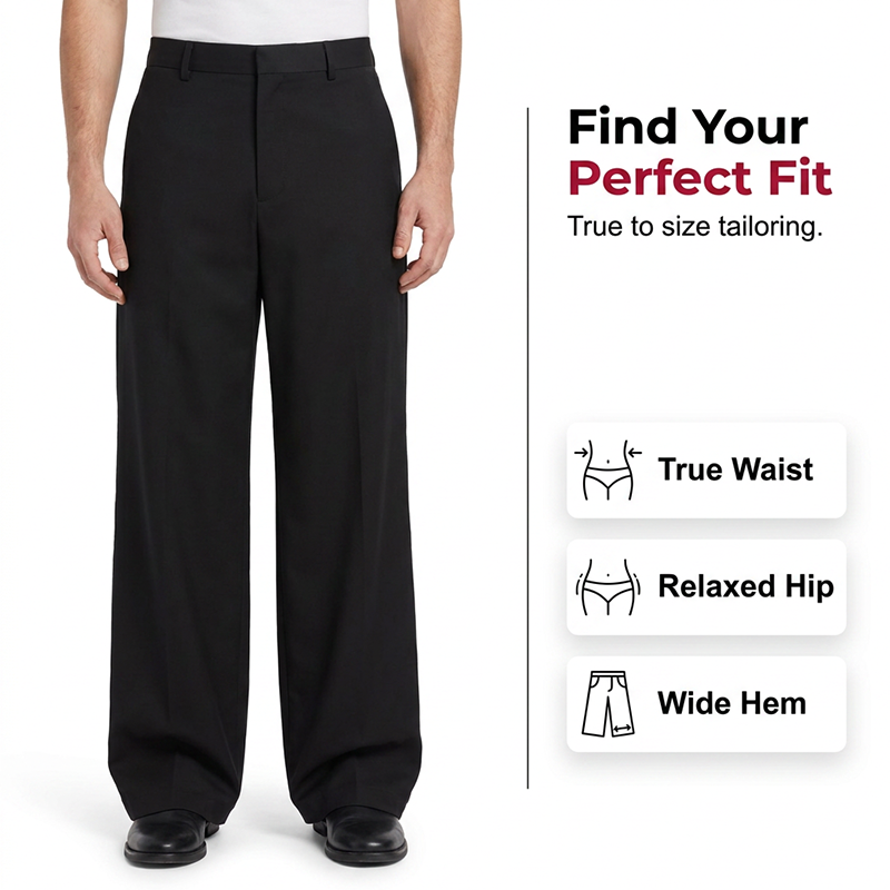 Men's Classic Fit Wide-Leg Suit Pants
