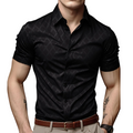 🖤 Men's Textured Black Shirt – Diamond Jacquard & Athletic Fit – Stylish Essential 🔥