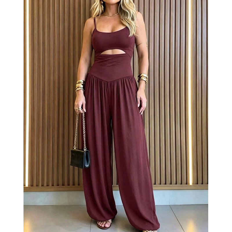 ⏳Time-Limited Special⏰Sleeveless Cutout Wide-Leg Jumpsuit with Adjustable Back Tie – Alluring, Flowy, Sophisticated 🌴