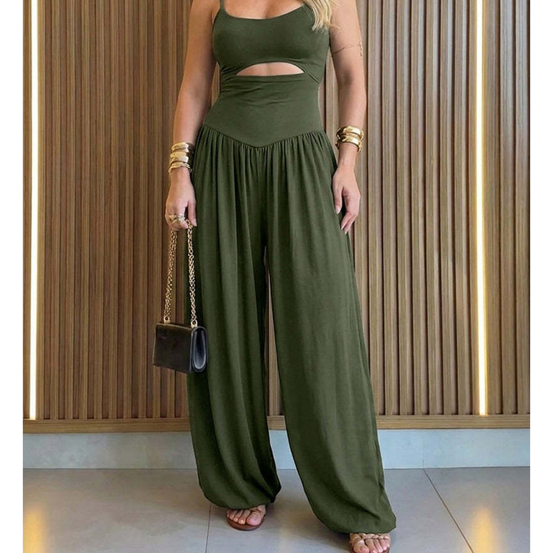 ⏳Time-Limited Special⏰Sleeveless Cutout Wide-Leg Jumpsuit with Adjustable Back Tie – Alluring, Flowy, Sophisticated 🌴