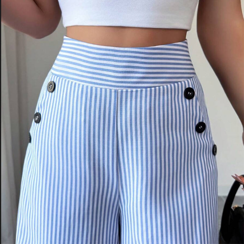 ⏳Time-Limited Special⏰High-Waist Striped Wide-Leg Trousers