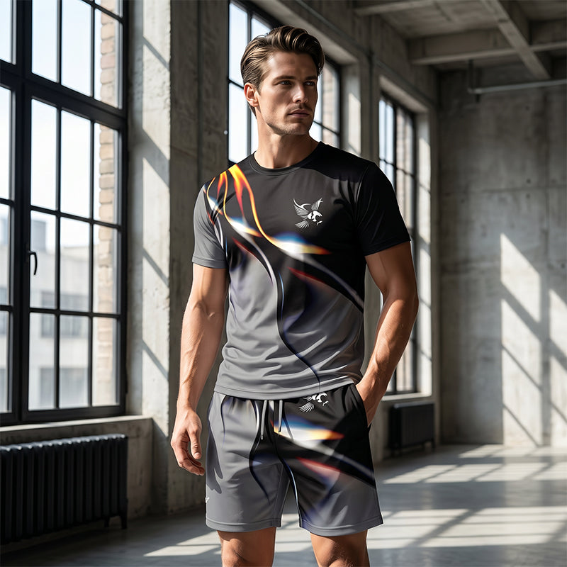 ⏳🔥LIMITED-TIME 50% OFF! 👕 Men’s Abstract Print T-Shirt & Shorts Set – Bold Style & Summer Comfort ✨