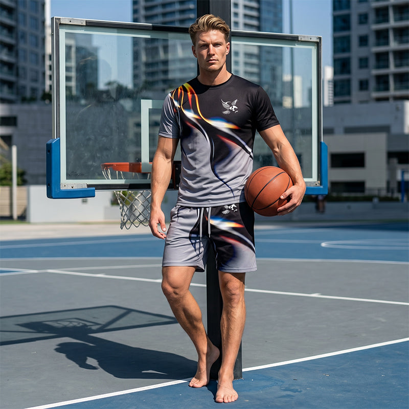 ⏳🔥LIMITED-TIME 50% OFF! 👕 Men’s Abstract Print T-Shirt & Shorts Set – Bold Style & Summer Comfort ✨