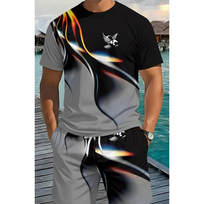 ⏳🔥LIMITED-TIME 50% OFF! 👕 Men’s Abstract Print T-Shirt & Shorts Set – Bold Style & Summer Comfort ✨