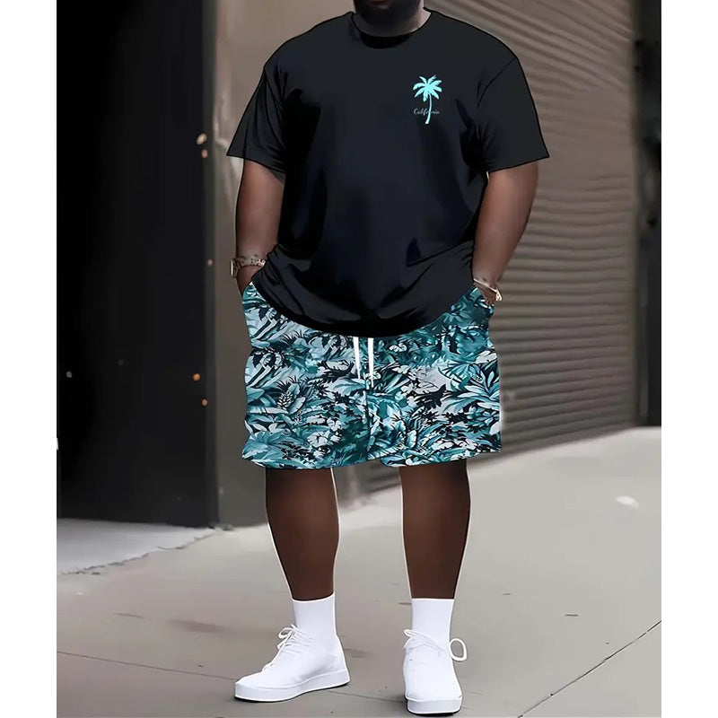 Men's Summer Print Top & Shorts Set