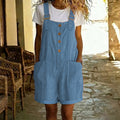 📢📢50% OFF !! ⏰Retro Solid Color Romper with Adjustable Straps