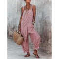 Women's Casual Striped Spaghetti Strap Jumpsuit