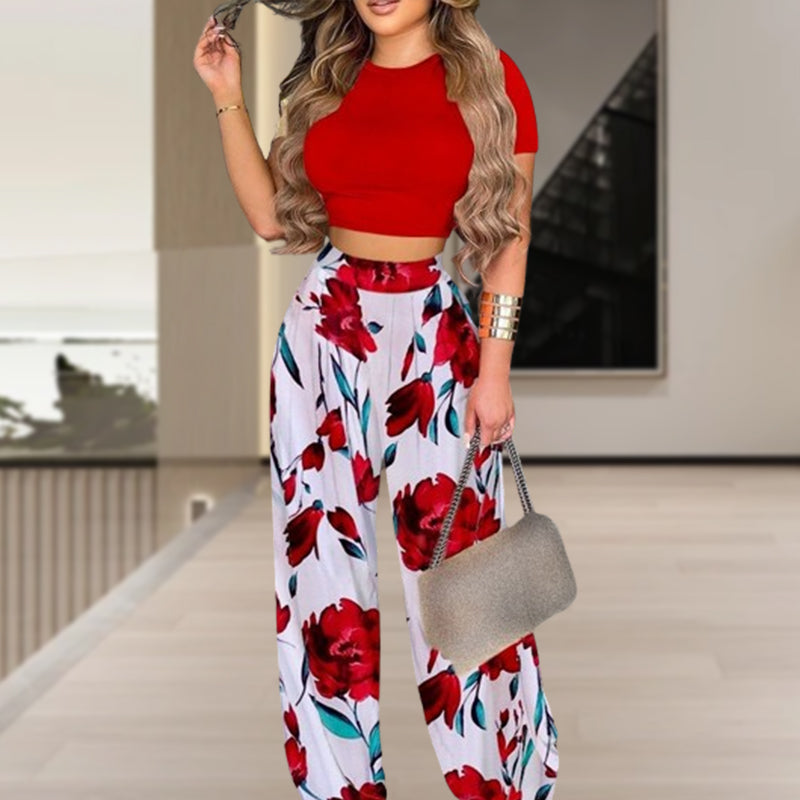 👕 LIMITED-TIME 50% OFF! ✨ Women's Two-Piece Set – Fitted T-Shirt, Loose Pants, Casual 🌸