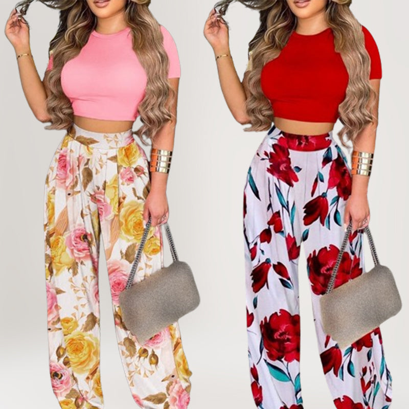 👕 LIMITED-TIME 50% OFF! ✨ Women's Two-Piece Set – Fitted T-Shirt, Loose Pants, Casual 🌸